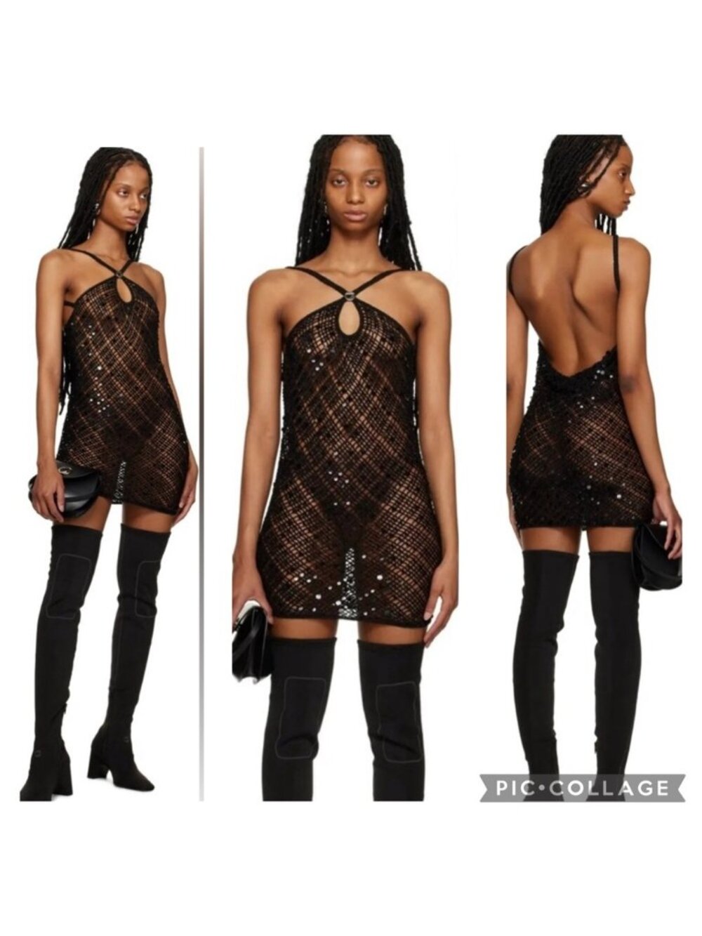 NEW Coperni PARIS Black Sequin Mesh mini Dress xs
